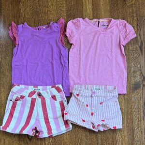 Mini Boden shirt and denim striped short sets size 6-7 years